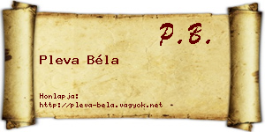 Pleva Béla névjegykártya